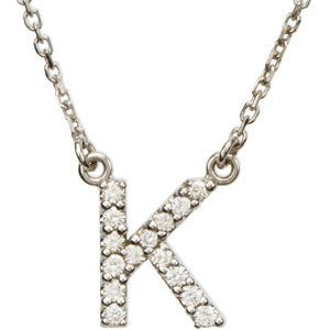 14k White Gold Diamond Alphabet Letter K Necklace (1/8 Cttw, GH Color, I1 Clarity), 16.25" to 19.25"