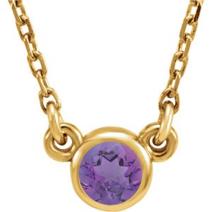 Amethyst Solitaire 14k Yellow Gold Pendant Necklace, 16"