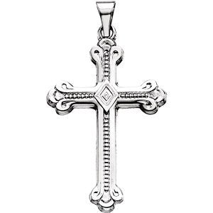 Botonee Bead Finish Cross 14k White Gold Pendant