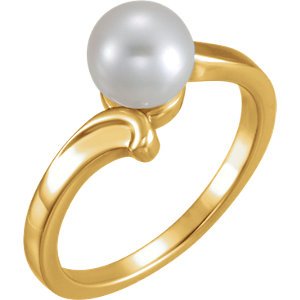 White Freshwater Cultured Pearl Ring, 14k Yellow Gold (7.00-7.50 mm)