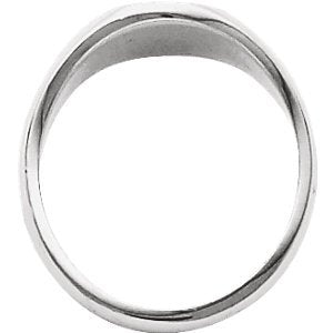 Men's Closed Back Brushed Signet Semi-Polished 10k White Gold Ring (13.25x10.75mm) Size 11