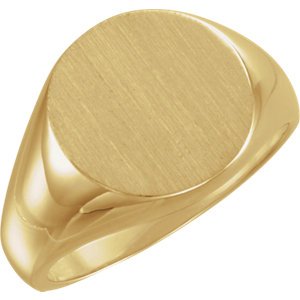 Men's 10k Yellow Gold Brushed Signet Ring (15mm)