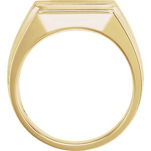 Men's Brushed-Satin Grooved Signet Ring, 14k Yellow Gold, Size 10