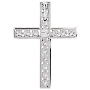 Diamond Coticed Cross Rhodium-Plated 14k White Gold Pendant (.5 Ctw, G-H Color, I1 Clarity)