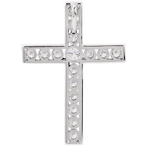 Diamond Coticed Cross Rhodium-Plated 14k White Gold Pendant (1.25 Ctw, G-H Color, I1 Clarity)