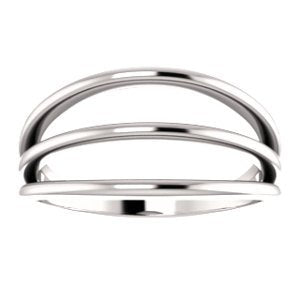 3 Row Negative Space Ring, Rhodium-Plated 14k White Gold