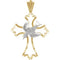 Two-Tone Dove and Cross 14k Yellow and White Gold Pendant (23.75 X 17.75 MM)