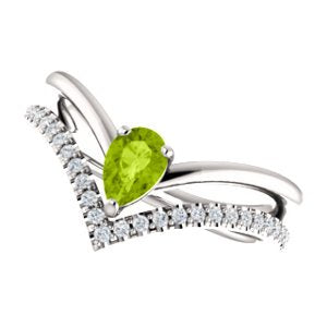 Ruby Pear and Diamond Chevron Rhodium-Plated 14k White Gold Ring (. 16 Ctw, G-H Color, I1 Clarity)