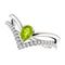 Peridot Pear and Diamond Chevron Sterling Silver Ring (.145 Ctw, G-H Color, I1 Clarity), Size 7