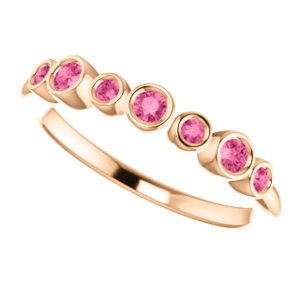Pink Tourmaline 7-Stone 3.25mm Ring, 14k Rose Gold, Size 6.25