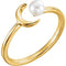 White Freshwater Cultured Pearl Crescent Ring, 14k Yellow Gold (4-4.5mm) Size 7