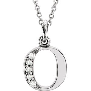 Diamond Initial 'o' Lowercase Letter Rhodium-Plate 14k White Gold Pendant Necklace, 16" (.03 Ctw GH, I1)