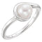 Platinum White Freshwater Cultured Pearl Bypass Ring (6.5-7.00mm) Size 7