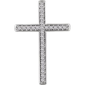 Diamond Chapel Cross Rhodium-Plated 14k White Gold Pendant (.75 Ctw, H+ Color, I1 Clarity)