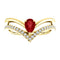 Chatham Created Ruby Pear and Diamond Chevron 14k Yellow Gold Ring (. 16 Ctw, G-H Color, I1 Clarity)