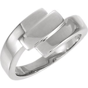 Three Step Fashion Band, 12.25mm Rhodium-Plated 14k White Gold, Size 6