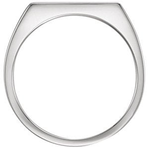 Men's Brushed Signet Ring, Rhodium-Plated 14k White Gold (7x15 mm) Size 9.75