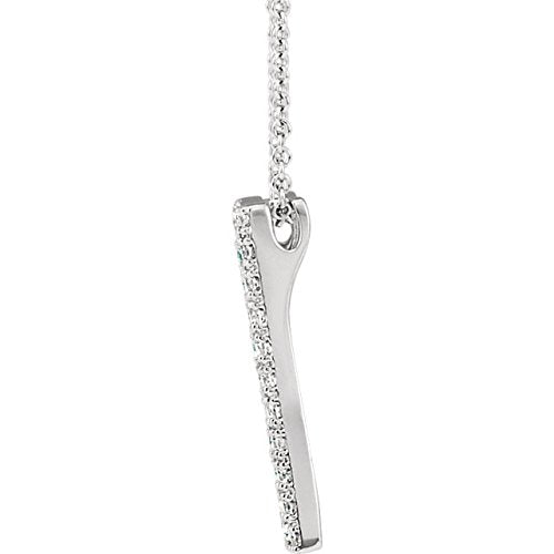 Diamond Geometric Rectangle Necklace in Rhodium-Plated 14k White Gold, 16-18" (1/3 Ctw, Color H+, Clarity I1 )