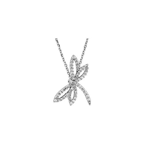 14k White Gold .33 Cttw. Diamond Dragonfly Necklace