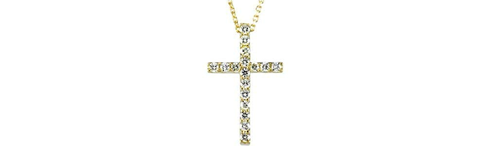 Women's .25 Cttw. Petite Diamond Cross 14k Yellow Gold Necklace, 18"