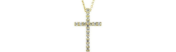 Women's .25 Cttw. Petite Diamond Cross 14k Yellow Gold Necklace, 18"