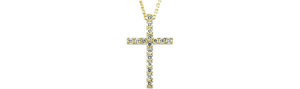 Women's Petite Diamond Cross 14k Yellow Gold Necklace, 18" (.33 Cttw., GH Color, I1 Clarity)