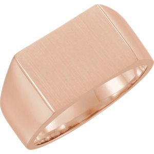 Men's 10k Rose Gold Brushed Rectangle Signet Ring (15x11mm)