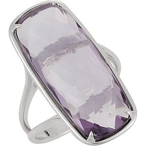 Rose De France Amethyst Quartz Antique Cushion Checkerboard Sterling Silver Ring, Size 6 to 7