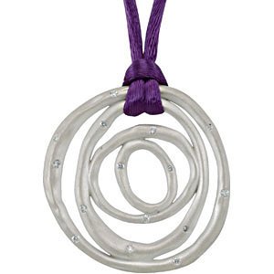 Diamond Circles Pendant in Sterling Silver with Purple Cord, 18" (1/5 Cttw)