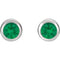 May Birthstone Stud Earrings, Rhodium-Plated 14k White Gold