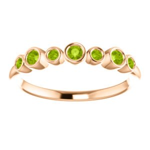 Peridot 7-Stone 3.25mm Ring, 14k Rose Gold