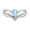 Aquamarine Pear and Diamond Chevron Sterling Silver Ring (.145 Ctw, G-H Color, I1 Clarity), Size 7.5