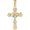 Two-Tone Floral Crucifix 14k Yellow and White Gold Pendant(20.5X15MM)