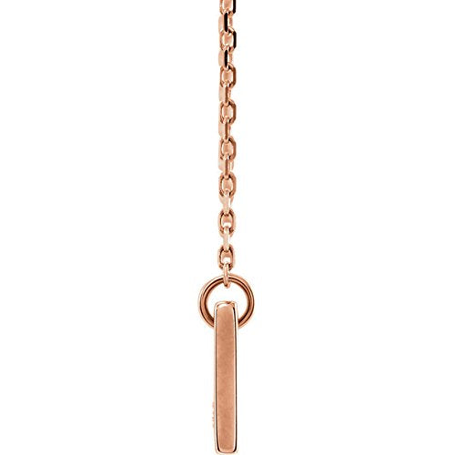 Diamond Bar Engravable Necklace, 14k Rose Gold 18"( .03 Ct, Color G-H, I1 Clarity)