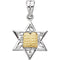 Sterling Silver and 14k Yellow Gold Star of David Pendant Necklace, 24"