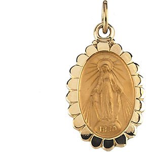 14k Yellow Gold Miraculous Medal (17x11 MM)