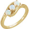 Opal Cabochon 3-Stone Past, Present, Future Ring, 14k Yellow Gold