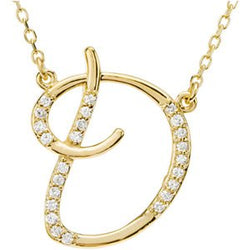 14k Yellow Gold Alphabet Initial Letter D Diamond Necklace, 17" (GH Color, I1 Clarity, 1/8 Cttw)