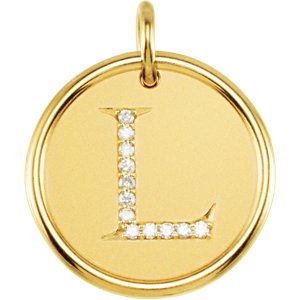 Diamond Initial "L" Round Pendant 18k Yellow Gold-Plated Sterling Silver (.06 Ctw, Color G-H, Clarity I1)