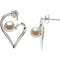 Freshwater Cultured Pearl Heart Earrings, 7MM - 7.50 MM, Sterling Silver