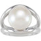 Freshwater Cultured White Pearl Ring, 12.00 MM - 13 MM, Sterling Silver, Size 6