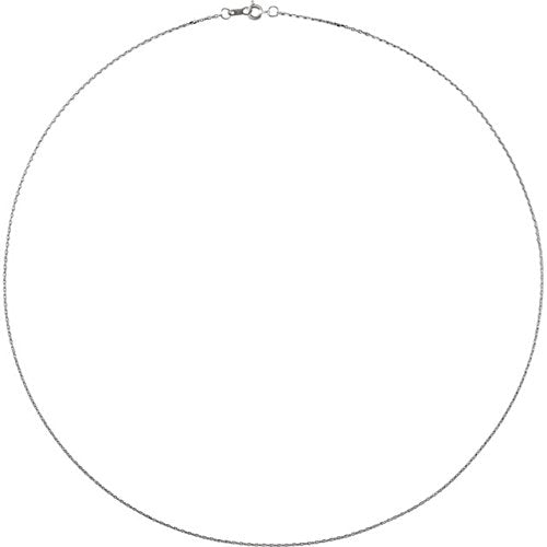1 mm Rhodium-Plated 14k White Gold Diamond Cut Cable Chain, 18"