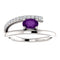 Platinum Amethyst and Diamond Bypass Ring (.125 Ctw, G-H Color, S12-S13 Clarity), Size 6.75