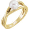 White Freshwater Cultured Pearl Solitaire Ring, 14k Yellow Gold (6-6.5mm)