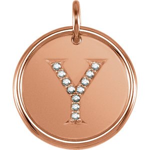 Diamond Initial "Y" Pendant, 14k Rose Gold (.05 Ctw, Color G-H, Clarity I1)