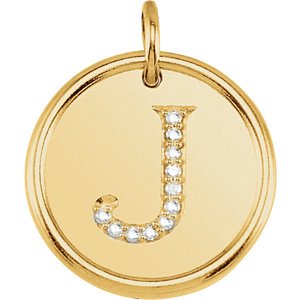 Diamond Initial "J" Round Pendant, 18k Yellow Gold-Plated Sterling Silver (.05 Ctw, Color GH, Clarity I1)