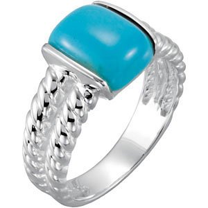 Sterling Silver Turquoise Twisted Ring, Size 7