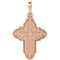 Ornate Leaf Cross 14k Rose Gold Pendant (19.00X13.70 MM)