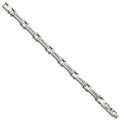 Men's Stainless Steel CZ Link Bracelet, 8.25 Inches