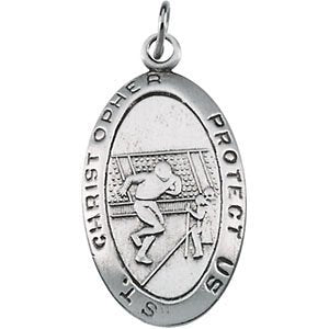Sterling Silver St. Christopher Football Medal (24.5x15.5 MM)